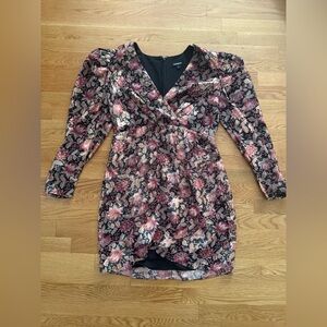 Express shimmery puff sleeve mini dress - size L